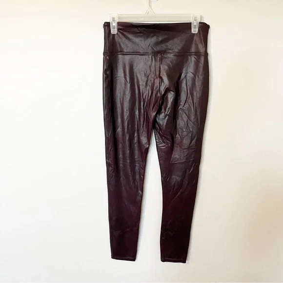 Spanx faux leather wine burgundy maroon leggings X-Large - Picture 5 of 10